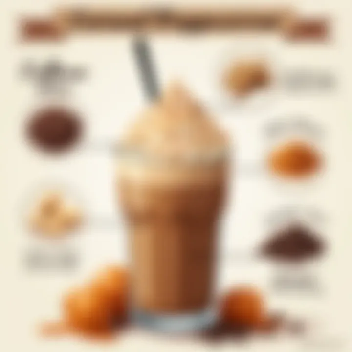 Nutritional chart detailing caffeine content and ingredients in a Caramel Frappuccino