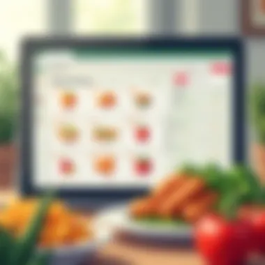 Digital interface showcasing meal planning tools