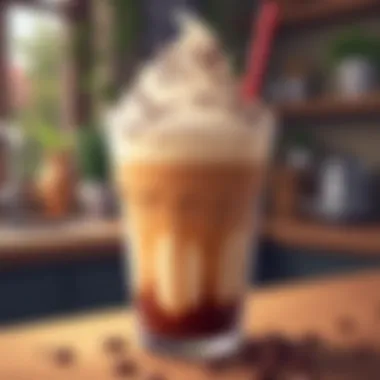 Vibrant presentation of a frozen coffee beverage