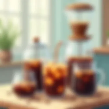 Diverse Brewing Techniques for Iced Coffee Various brewing methods displayed for iced coffee lovers