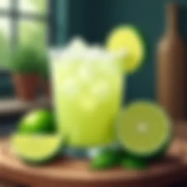 A detailed view of the essential ingredients for a classic margarita