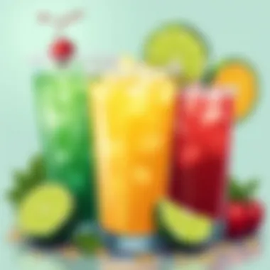 Creative Margarita Variations A colorful assortment of margarita variations including flavored options