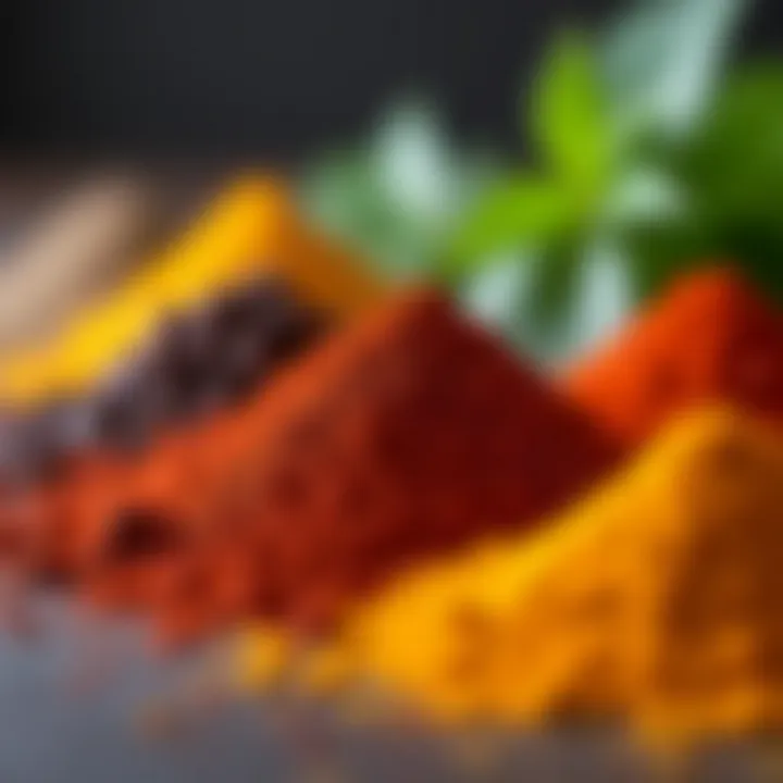 Elegant presentation of spices showcasing their vibrant colors