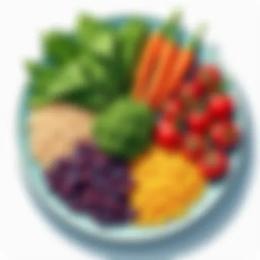 Plate filled with colorful vegetables and grains