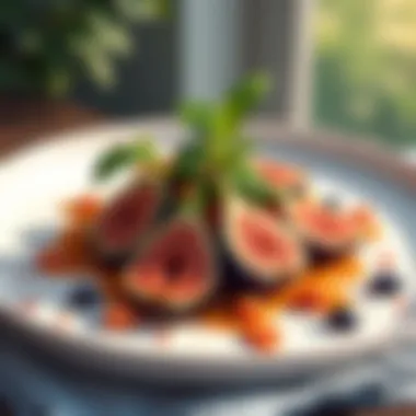 Innovative Fig Dish A modern dish featuring figs as a key ingredient, elegantly plated.
