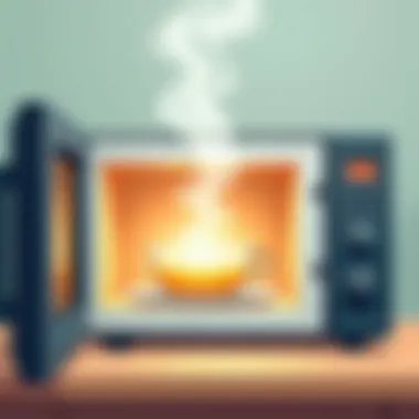 Microwave with steam rising inside