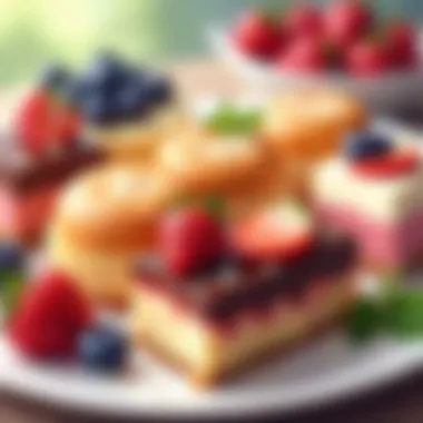 Dessert Assortment Display A beautifully displayed assortment of desserts
