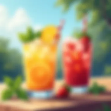 Stylish Refreshing Beverages Refreshing beverages served in stylish glasses