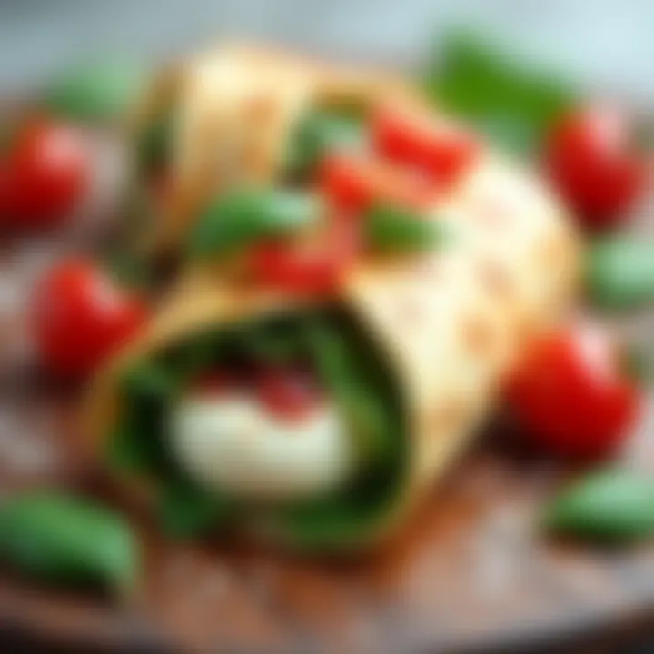 Creative mozzarella wraps filled with spinach and sun-dried tomatoes