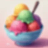 A bowl of colorful low-calorie ice cream scoops