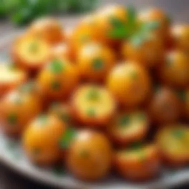 Deliciously Golden Oven-Roasted Potatoes Golden brown oven-roasted potatoes with fresh herbs