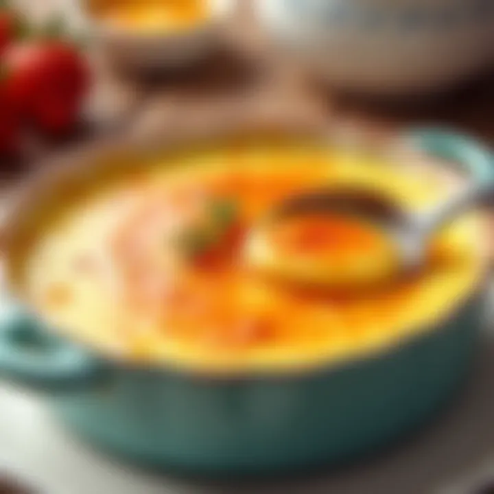 Traditional Southern custard served in vintage dishware