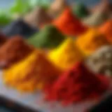 An array of vibrant spices arranged artistically