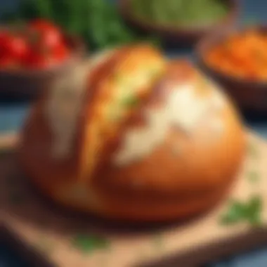 A rustic loaf of boule bread surrounded by cultural dishes