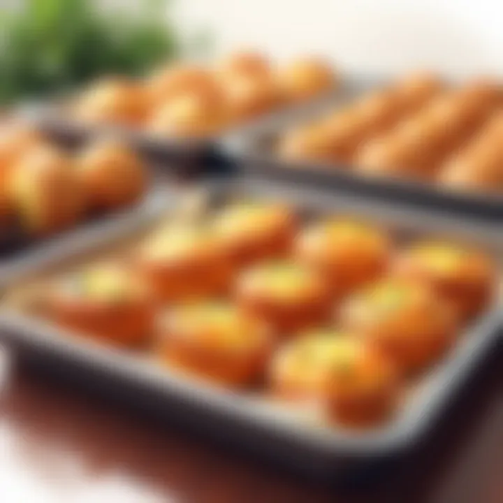 Baked goods on different types of baking sheets