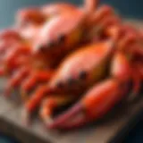 A close-up view of freshly harvested stone crab claws showcasing their vibrant colors.