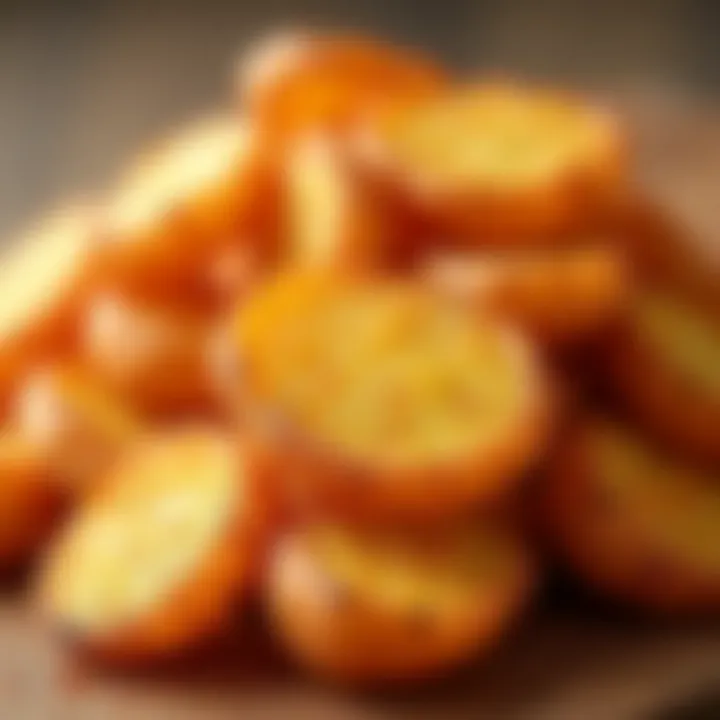 Close-up of crispy air-fried potatoes exhibiting a golden texture