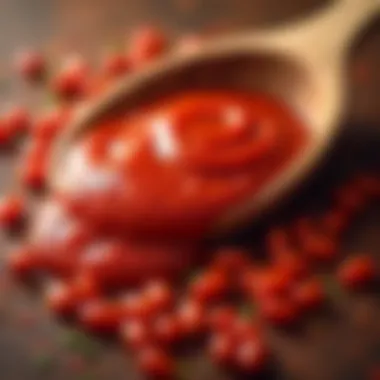 A close-up of chili sauce with spices, illustrating depth of flavor.