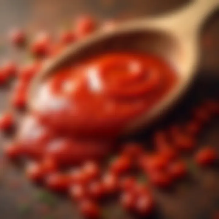 A close-up of chili sauce with spices, illustrating depth of flavor.