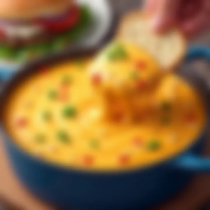 A rich and creamy Velveeta cheese dip bubbling in a pot