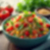 A vibrant bowl of quinoa salad enriched with colorful vegetables and herbs