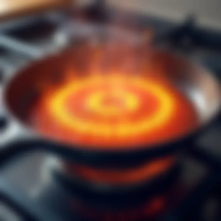 Close-up of heat distribution in a stove burner pan