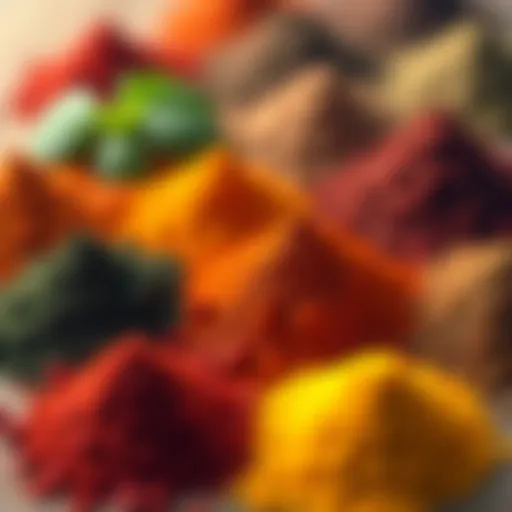 Colorful array of spices used in Ras el Hanout