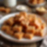 Artful arrangement of toffee bits in a dessert setting