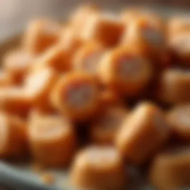 Close-up of toffee bits highlighting their texture and color