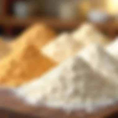 Flour made from different wheat types arranged aesthetically