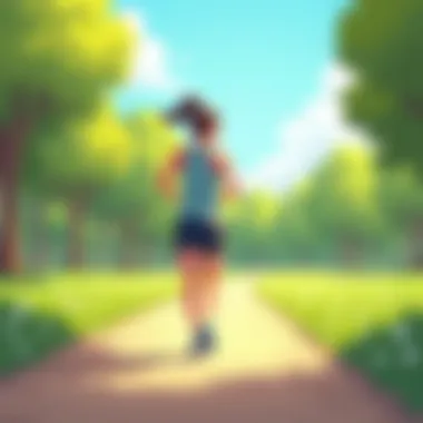 A person jogging in a sunny park