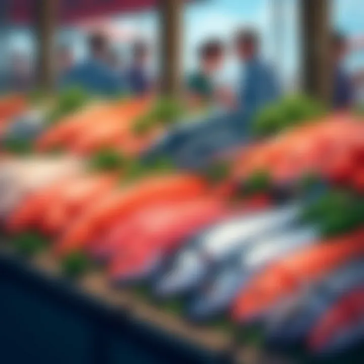 A vibrant array of fresh fish displayed at a local market